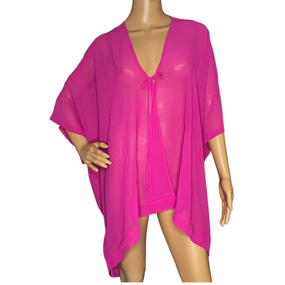 L'Agent by Agent Provocateur‎ Rosana Swim Coverup Hot Pink Kimono Style One Size - Picture 1 of 9